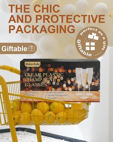 Plastic Champagne Flutes, 36 PCS Clear Disposable Wine Glasses Reusable Plastic Cocktail Cups for Home Daily Life Party Birthday Wedding Toasting Drinking Champagne(6 oz) in Saudi Arabia