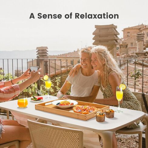 صينية تقديم بيبيشيل بمقابض، صينية إفطار من الخيزران، صواني خشبية للأكل والعمل والتخزين، تستخدم في غرفة النوم والمطبخ وغرفة المعيشة والحمام والمستشفى والخارج - 16.14 × 12.2 × 1.38 بوصة in Kuwait