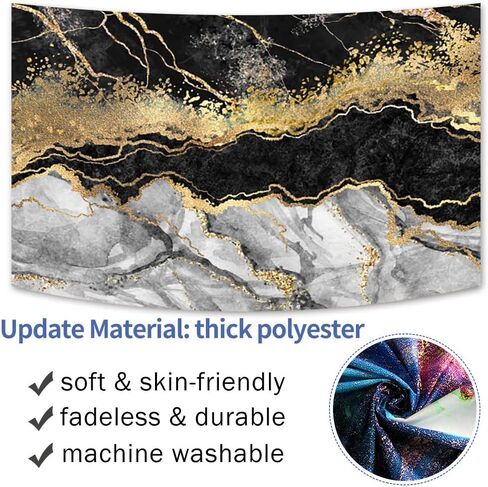 نسيج رخامي لغرفة النوم، نسيج جمالي باللونين الأسود والذهبي، خطوط متشققة لامعة ذهبية مجردة، نسيج رخامي، فن جداري لغرفة المعيشة للأطفال، ديكور حفلات الهبي، 92.5 × 70.9 بوصة in Kuwait