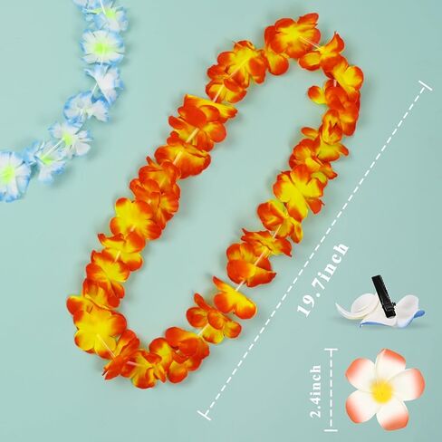 Waipfaru Hawaiian Leis لحفلة Luau، 54 قطعة من زهرة هاواي تتضمن 18 مشبك شعر على شكل زهرة، هاواي Leis لديكورات حفلات Luau، وديكورات الحفلات التي تحمل طابع هاواي، وأعياد الميلاد، والزفاف، والشاطئ... in Kuwait