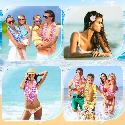 Waipfaru Hawaiian Leis لحفلة Luau، 54 قطعة من زهرة هاواي تتضمن 18 مشبك شعر على شكل زهرة، هاواي Leis لديكورات حفلات Luau، وديكورات الحفلات التي تحمل طابع هاواي، وأعياد الميلاد، والزفاف، والشاطئ... in Kuwait