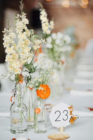 زهور الدلفينيوم الاصطناعية البرتقالية، 6 قطع من زهرة لاركسبور الاصطناعية مقاس 34 بوصة زهور الدلفينيوم المزيفة زهور حريرية لديكور المنزل، قطع مركزية من الزهور للطاولات in Kuwait