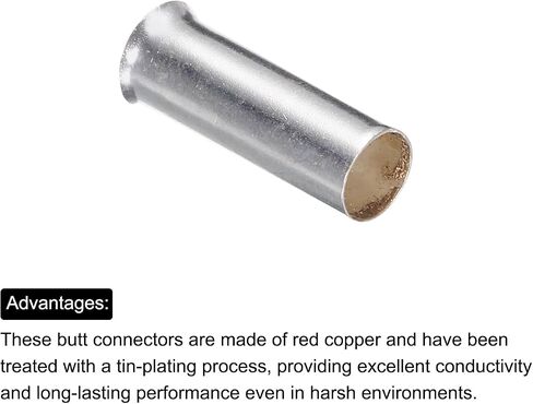 MECCANIXITY 100 Pcs Non Insulated Butt Connectors 10AWG Wire Connector for Electrical Wire Crimp Ferrule Terminals in Saudi Arabia