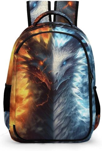 حقيبة ظهر للأطفال للأولاد على شكل تنين حقيبة ظهر مدرسية على شكل تنين الجليد والنار، حقيبة ظهر تنين للأولاد والبنات، حقيبة ظهر للكمبيوتر المحمول للسفر على شكل حيوانات وحشية للأطفال، مقاس 16.5 بوصة in Kuwait