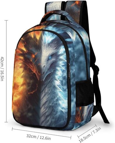 حقيبة ظهر للأطفال للأولاد على شكل تنين حقيبة ظهر مدرسية على شكل تنين الجليد والنار، حقيبة ظهر تنين للأولاد والبنات، حقيبة ظهر للكمبيوتر المحمول للسفر على شكل حيوانات وحشية للأطفال، مقاس 16.5 بوصة in Kuwait
