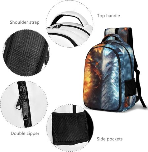 حقيبة ظهر للأطفال للأولاد على شكل تنين حقيبة ظهر مدرسية على شكل تنين الجليد والنار، حقيبة ظهر تنين للأولاد والبنات، حقيبة ظهر للكمبيوتر المحمول للسفر على شكل حيوانات وحشية للأطفال، مقاس 16.5 بوصة in Kuwait