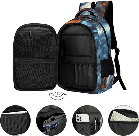 حقيبة ظهر للأطفال للأولاد على شكل تنين حقيبة ظهر مدرسية على شكل تنين الجليد والنار، حقيبة ظهر تنين للأولاد والبنات، حقيبة ظهر للكمبيوتر المحمول للسفر على شكل حيوانات وحشية للأطفال، مقاس 16.5 بوصة in Kuwait