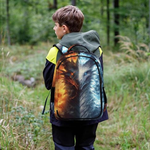 حقيبة ظهر للأطفال للأولاد على شكل تنين حقيبة ظهر مدرسية على شكل تنين الجليد والنار، حقيبة ظهر تنين للأولاد والبنات، حقيبة ظهر للكمبيوتر المحمول للسفر على شكل حيوانات وحشية للأطفال، مقاس 16.5 بوصة in Kuwait