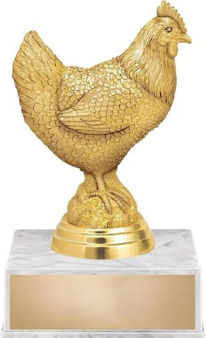 Crown Awards Chicken Trophy, 5.5" Chicken Trophy On White Luxury Trophy Base in Saudi Arabia