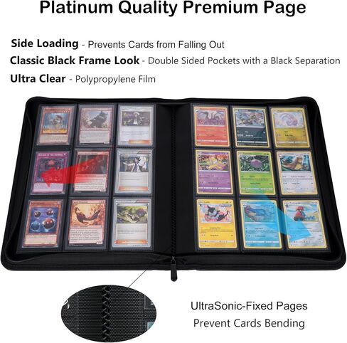 Rayvol Premium 9-Pocket Card Binder - Fits 828 Trading Cards, Side Loading Ringless Card Collection Album for TCG and Sports Cards in Saudi Arabia