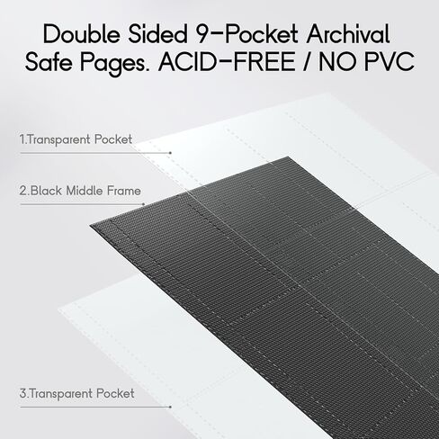 Rayvol Premium 9-Pocket Card Binder - Fits 828 Trading Cards, Side Loading Ringless Card Collection Album for TCG and Sports Cards in Saudi Arabia