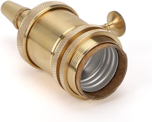 Brass Screw Thread DIY Light Socket Vintage Copper Edison Retro Pendant Lamp Holder for E26 E27 Light Bulbs, with Golden Key Switch Multi-Function Socket (1 Pack) in Saudi Arabia