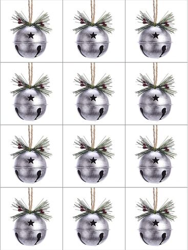 Bell Silver Tone 3 inch Iron Metal Christmas Figurine Ornaments Pack of 12 in Saudi Arabia
