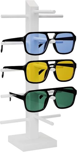 5-Pair Vintage Wood Sunglasses and Eyewear Display Stand, Tabletop Multipurpose Keychain Storage Rack for Retail or Home Collection in Saudi Arabia