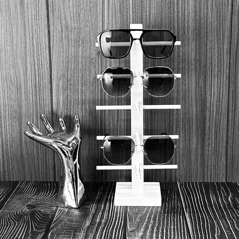 5-Pair Vintage Wood Sunglasses and Eyewear Display Stand, Tabletop Multipurpose Keychain Storage Rack for Retail or Home Collection in Saudi Arabia