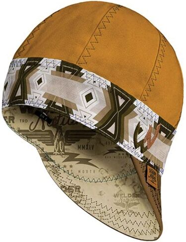 Welder Nation 8 Panel Welding Cap, 100% Cotton, Duck Canvas Exterior, Protective, Durable Men’s Hats with No Unicorn Peak for Welding, Heavy-Duty Jobs - Premium, Comfortable Welder Hat - 10 oz, 7 in Saudi Arabia