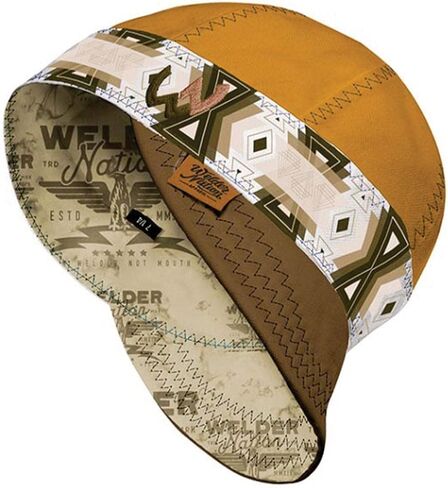 Welder Nation 8 Panel Welding Cap, 100% Cotton, Duck Canvas Exterior, Protective, Durable Men’s Hats with No Unicorn Peak for Welding, Heavy-Duty Jobs - Premium, Comfortable Welder Hat - 10 oz, 7 in Saudi Arabia