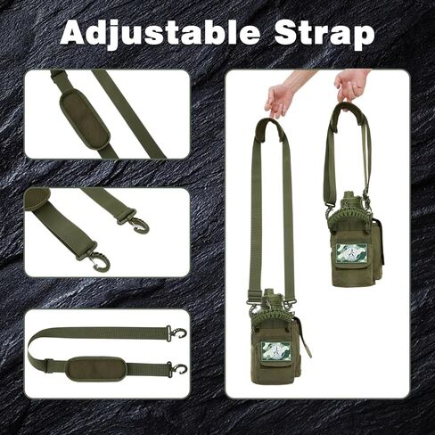 MOON LENCE 64 Oz Insulated Water Bottle Half Gallon Water Jug with Adjustable Strap - Stainless Steel Military Thermal Water Bottles with Paracord Handle for Men Hunter Green 2 Litres in Kuwait