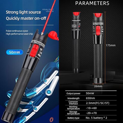 3pc 30km Visual Fault Locator VFL Fiber Optic Tester Fiber Optic Cable Tester with 1pcs Singlemode 9/125um FC Male to LC Female Adapter in Saudi Arabia