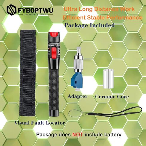 3pc 30km Visual Fault Locator VFL Fiber Optic Tester Fiber Optic Cable Tester with 1pcs Singlemode 9/125um FC Male to LC Female Adapter in Saudi Arabia
