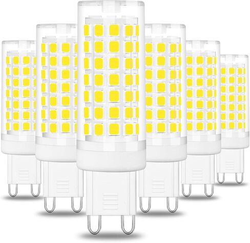 مصباح إضاءة LED hansang G9، مصابيح إضاءة ثريا 6 وات (مكافئ هالوجين 60 وات)، 88 قطعة LED، ضوء نهاري 6000 كلفن أبيض، غير قابل للتعتيم، قاعدة G9 ثنائية الدبوس، زاوية شعاع 360 درجة، 600 لومن، حزمة من 6 in Saudi Arabia