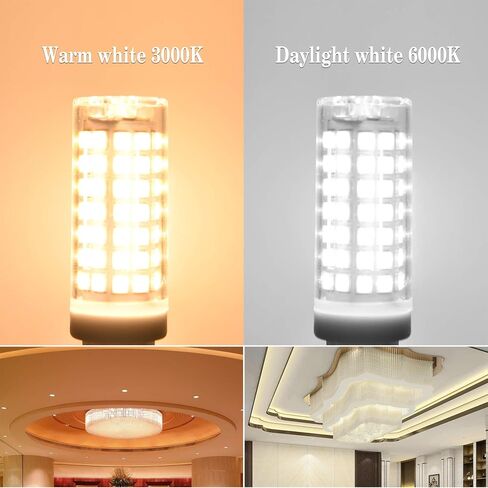 مصباح إضاءة LED hansang G9، مصابيح إضاءة ثريا 6 وات (مكافئ هالوجين 60 وات)، 88 قطعة LED، ضوء نهاري 6000 كلفن أبيض، غير قابل للتعتيم، قاعدة G9 ثنائية الدبوس، زاوية شعاع 360 درجة، 600 لومن، حزمة من 6 in Saudi Arabia