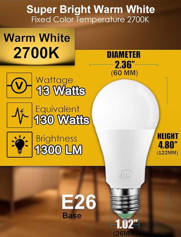 ILC Alexa Light Bulbs (130 Watt Equivalent) Smart Light Bulbs Work with Alexa Only, 1300 Lumens, Color Changing Warm White 2700K, 13W Bright LED Bulbs (4 Pack) in Saudi Arabia