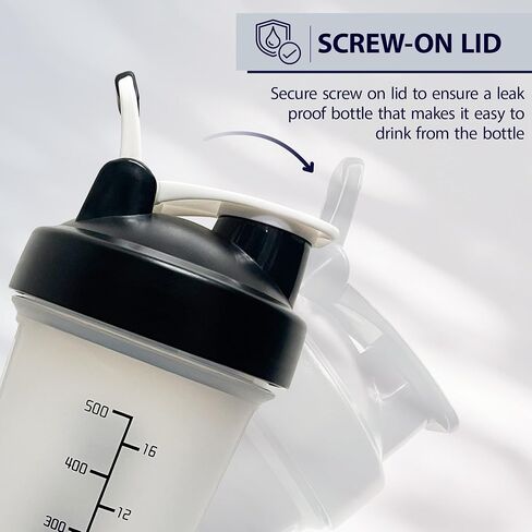 Protein Shaker Bottle with Storage Containers - Leakproof 20oz/600ml Capacity Shakers for Protein Shakes with Mixer Ball and Carry Loop - Protein Shakers (Black) in Saudi Arabia