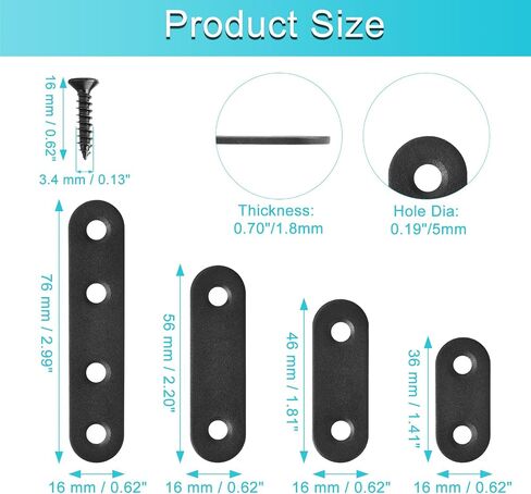 40 Pack L Bracket Corner Bracket Black 90 Degree Right Angle Brackets L Shaped Bracket Metal Corner Braces 20mm/ 25mm/30mm/40mm Mending Repair Plate Brace for Furniture, Cabinets, Chairs (L Shaped) in Saudi Arabia