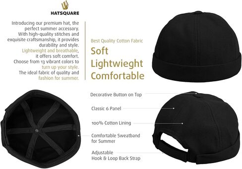 Cotton Docker Cap, Unisex Brimless Cap, Men Skull Cap, Brimless Beanie Hat, Men Women Cuffed Hat. in Saudi Arabia