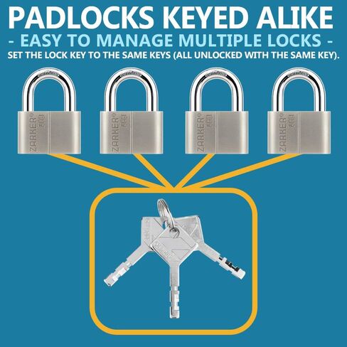 keyed Alike Padlocks, Heavy Duty Stainless Steel Shackle Lock, Waterproof and Rustproof Storage, Warehouses, Garage, Outdoors, 4-Pack in Saudi Arabia