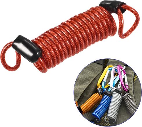 2 Pack Disc Lock Security Steel Cable - Plastic Coated Spring Reminder Wire Anti-Theft Rope, Apply to Outdoors Protection (2.5mmx1m, Red) in Kuwait