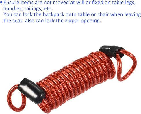 2 Pack Disc Lock Security Steel Cable - Plastic Coated Spring Reminder Wire Anti-Theft Rope, Apply to Outdoors Protection (2.5mmx1m, Red) in Kuwait