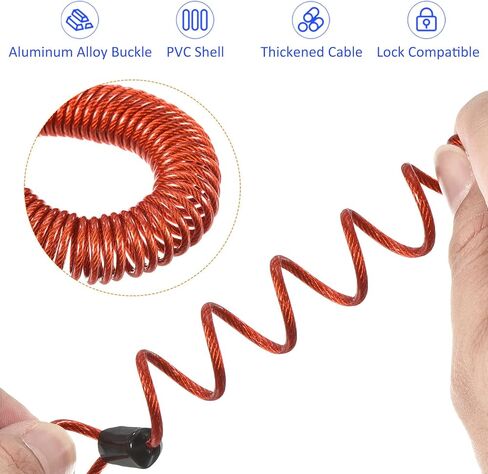2 Pack Disc Lock Security Steel Cable - Plastic Coated Spring Reminder Wire Anti-Theft Rope, Apply to Outdoors Protection (2.5mmx1m, Red) in Kuwait