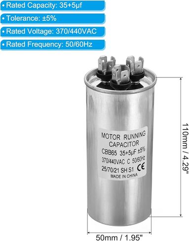 PATIKIL 20+5uF ±5% 20/5MDF 370/440V AC Fan Start Capacitor, CBB65 Circular Dual Run Capacitor for AC Motor Run Air Conditioner Cool Heat Pump Condenser Straight in Saudi Arabia