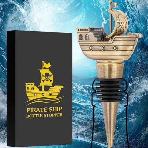 LKKCHER Pirate Ship Wine Stopper, Wine Gifts for Men Warship Battleship Lovers, Nautical Bottle Stoppers for Wine Champagne Prosecco, Birthday Gifts, Wine Saver, Wine Accessories in Saudi Arabia