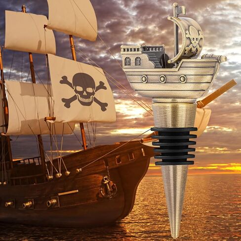 LKKCHER Pirate Ship Wine Stopper, Wine Gifts for Men Warship Battleship Lovers, Nautical Bottle Stoppers for Wine Champagne Prosecco, Birthday Gifts, Wine Saver, Wine Accessories in Saudi Arabia