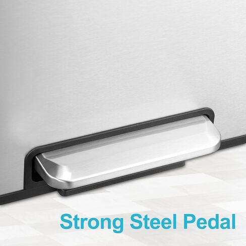 سلة المهملات المستطيلة من GlowSol، سلة قمامة المطبخ المصنوعة من الفولاذ المقاوم للصدأ، سلة المهملات سعة 2 × 4 جالون وإعادة تدوير صناديق النفايات ذات الحجرة المزدوجة مع صناديق داخلية قابلة للإزالة in Kuwait