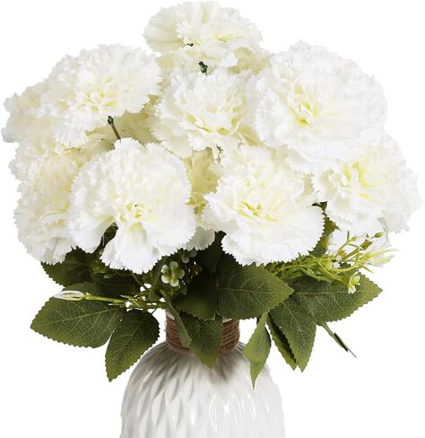 Red Carnations Artificial Flowers 15 Heads Silk Carnations with Stems White Fake Flower for DIY Wedding Bridal Bouquets Table Centerpieces Floral Arrangements Home Party Decoration (Red in Saudi Arabia