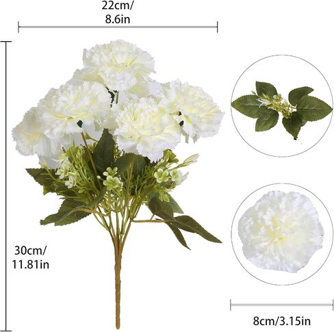 Red Carnations Artificial Flowers 15 Heads Silk Carnations with Stems White Fake Flower for DIY Wedding Bridal Bouquets Table Centerpieces Floral Arrangements Home Party Decoration (Red in Saudi Arabia