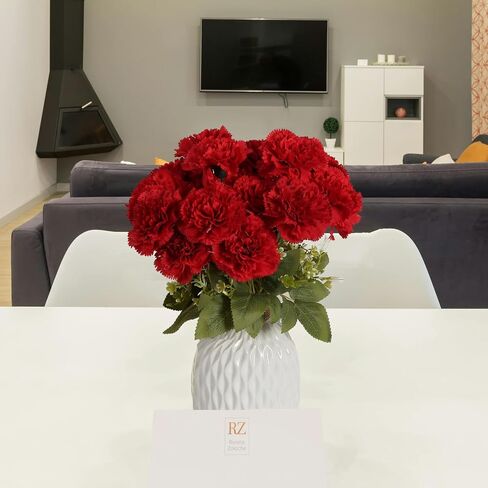 Red Carnations Artificial Flowers 15 Heads Silk Carnations with Stems White Fake Flower for DIY Wedding Bridal Bouquets Table Centerpieces Floral Arrangements Home Party Decoration (Red in Saudi Arabia