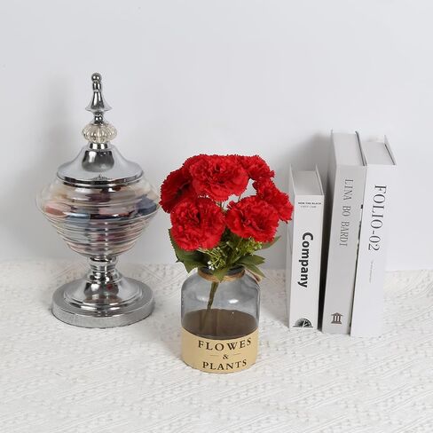 Red Carnations Artificial Flowers 15 Heads Silk Carnations with Stems White Fake Flower for DIY Wedding Bridal Bouquets Table Centerpieces Floral Arrangements Home Party Decoration (Red in Saudi Arabia