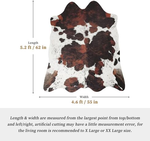 Faux Cowhide Rug Cow Print Western Area Rug 5.2x4.6 Feet, Rustic Chic Cow Rug Cow Hide Rug for Living Room Bedroom, Non-Slip Durable Cow rugs, Faux Animal Print Rug, Brown in Saudi Arabia