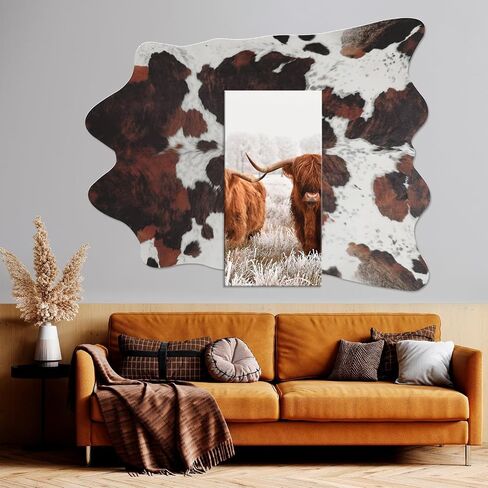 Faux Cowhide Rug Cow Print Western Area Rug 5.2x4.6 Feet, Rustic Chic Cow Rug Cow Hide Rug for Living Room Bedroom, Non-Slip Durable Cow rugs, Faux Animal Print Rug, Brown in Saudi Arabia