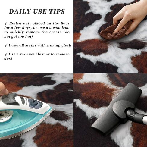 Faux Cowhide Rug Cow Print Western Area Rug 5.2x4.6 Feet, Rustic Chic Cow Rug Cow Hide Rug for Living Room Bedroom, Non-Slip Durable Cow rugs, Faux Animal Print Rug, Brown in Saudi Arabia