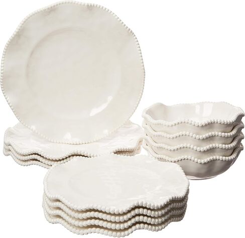 Certified International Perlette Cream 12 pc Melamine Dinnerware Set, Glossy, Service for 4 in Saudi Arabia