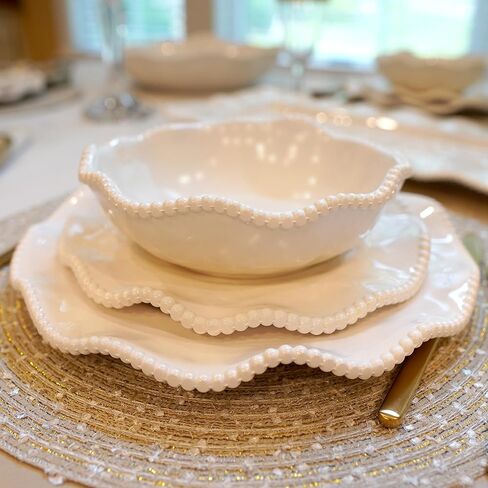Certified International Perlette Cream 12 pc Melamine Dinnerware Set, Glossy, Service for 4 in Saudi Arabia