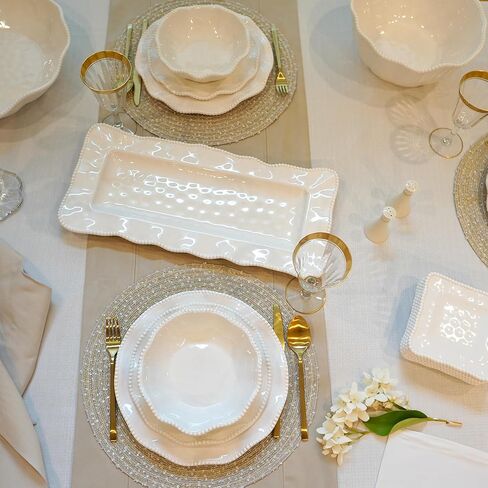 طقم أواني طعام ميلامين 12 قطعة من كريم البيرليت الدولي المعتمد، لامع، خدمة لـ 4 in Kuwait