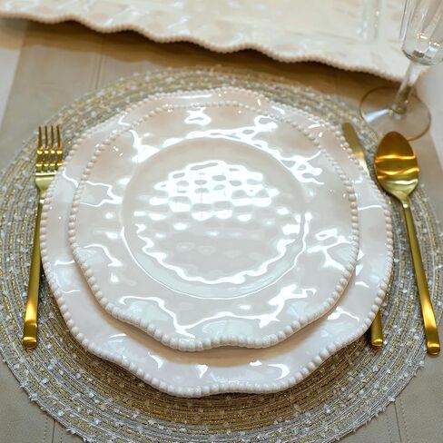 Certified International Perlette Cream 12 pc Melamine Dinnerware Set, Glossy, Service for 4 in Saudi Arabia
