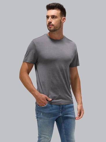 Men's Dry Fit Workout Shirts - 100% Merino Wool Base Layer Thermal T-Shirts,Odor-Resistant,Machine Washable + Laundry Bag in Saudi Arabia